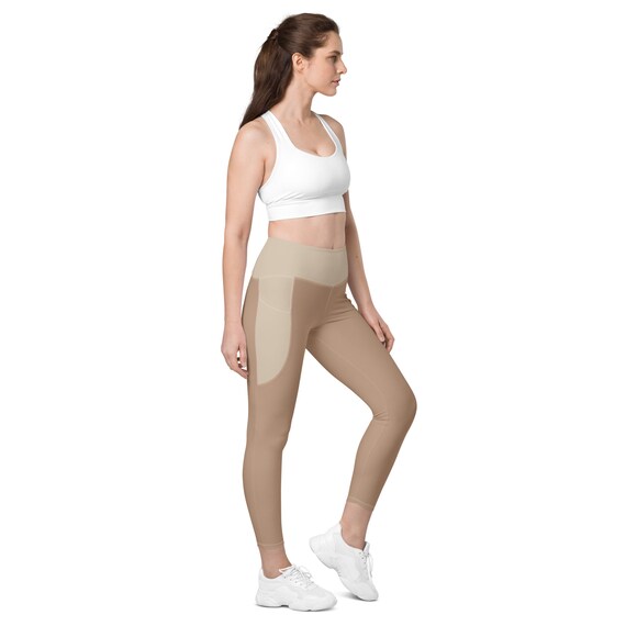 Taupe Leggings With Dark Vanilla Pockets Etsy