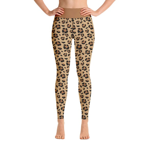Caramel Brown Yoga Leggings With Leopard Pattern Super Soft, Stretchy, and  Comfortable Yoga Leggings. 
