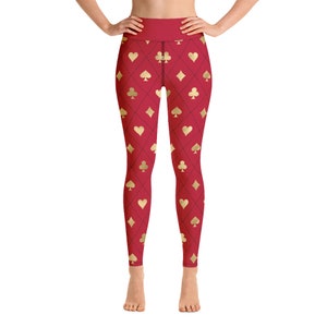 Scarlet Red Queen of Hearts Yoga Leggings