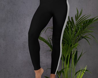Leggings black with gray stripe