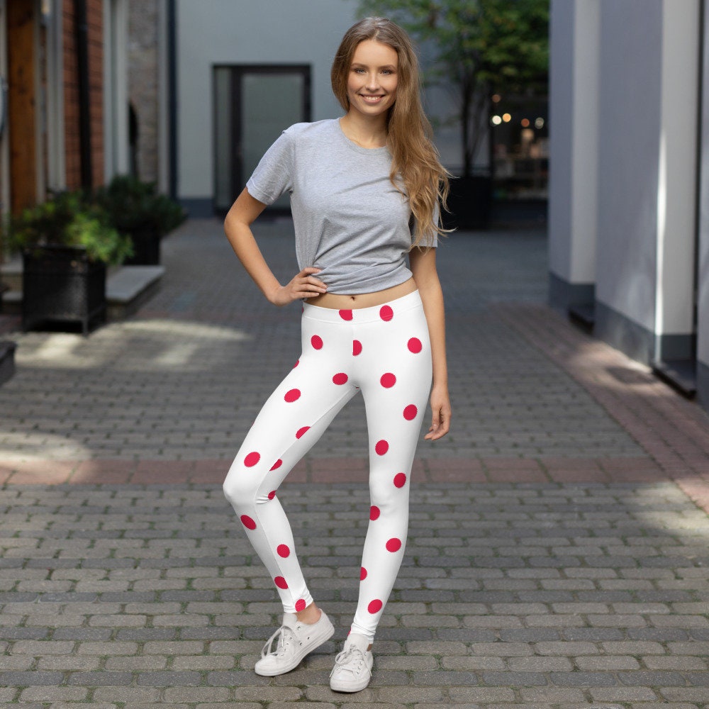 Large White on Light Hot Pink Polka Dots Leggings for Sale by  SpotsDotsPrints