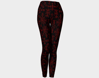Leggings with Nordic Runes Design - Viking Runes on Black  Leggings - These are unique not seen anywhere else. Fabric manufactured in Canada