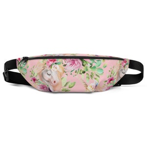 Pink Floral Fanny Pack with Watercolor Design