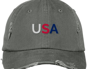 USA Distressed Dad Cap