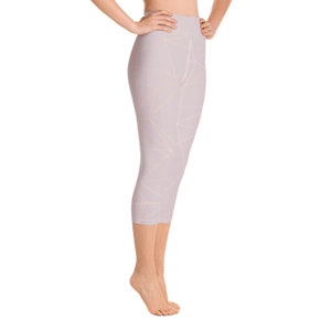 Old Rose with Gold Geometric Print Yoga Capri Leggings