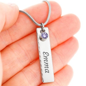 Birthstone Name Necklace  Perfect Gift for Daughter&#39;s Graduation  Graduation Present