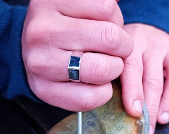 Handmade Hexagon Nut Sterling Silver Ring: Minimalist Unisex Band
