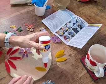 Mosaik-Set für Anfänger: Rundes Blumen-Bastelprojekt, kein Schneiden erforderlich, Schritt-für-Schritt-Anleitung enthalten