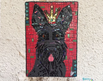 Hund Wandkunst, Scottie Hund, Haustierbesitzer Geschenke, Tierliebhaber Wohnkultur, Scottie-Hundedekor, benutzerdefinierte Hundemosaik, Mixed Media Wandkunst