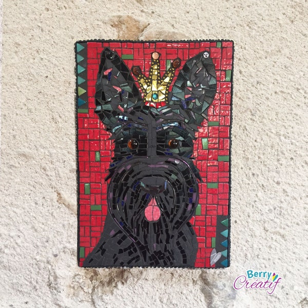Dog wall art, mosaic Scottie dog, pet owner gifts, animal lovers home decor, scottie dog decor, custom dog mosaic, mixed media wall art