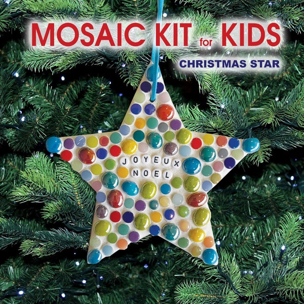 Kit de mosaïque de Noël, pour enfants kit d'art de Noël, bricolage pour enfants, arbre de Noël, étoile de Noël en mosaïque, kit inclus tout