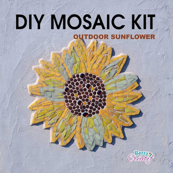 Jardin deco, kit de bricolage pour adultes, tournesol deco, art mural de tournesol, kit de mosaïque, mosaïque de tournesol,art diy tournesol