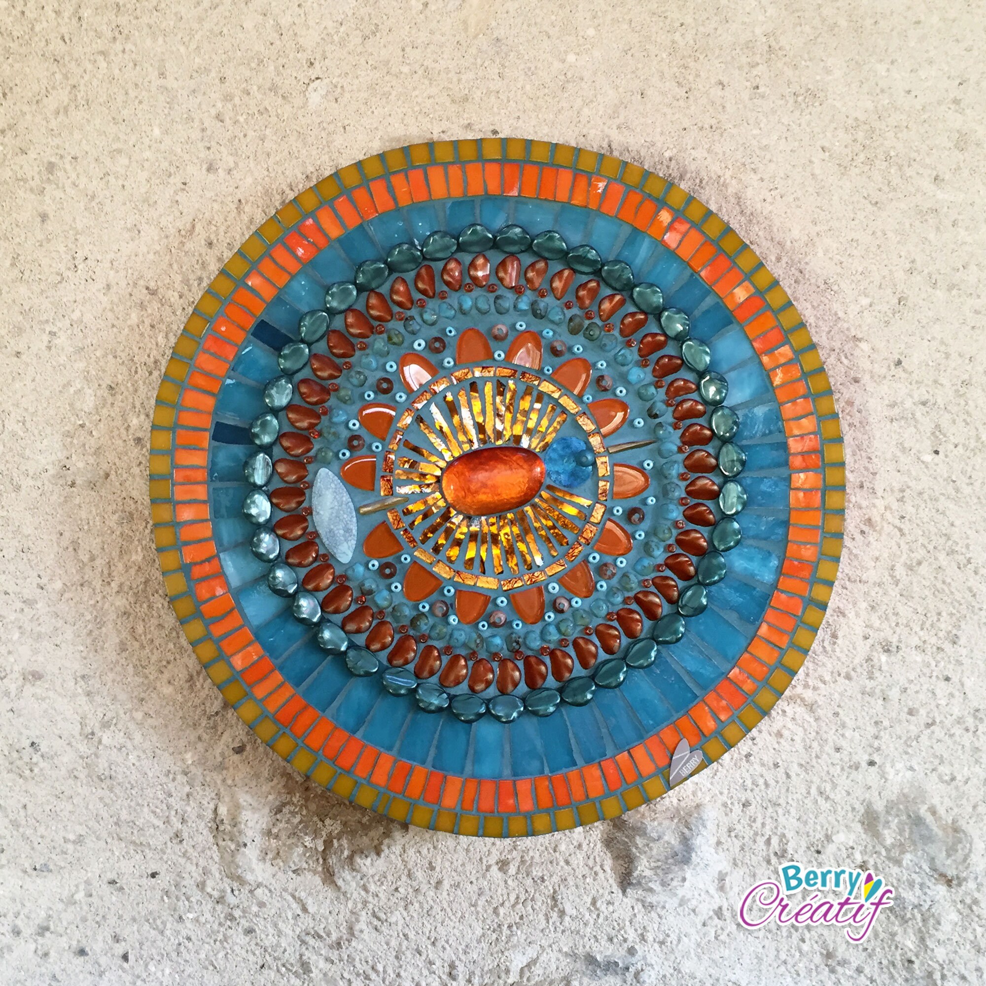 Wall art mixed media art round abstract mosaic colorful Etsy