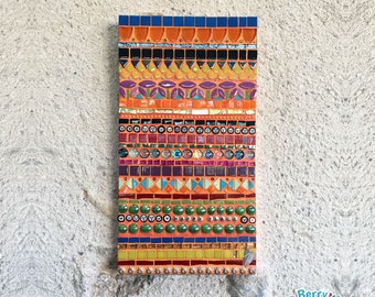 Wohndekor glücklicher Ort, Mosaik Wandbehang, handgemachtes Geschenk Mosaik, buntes Mosaik Wandkunst, abstraktes Mosaik Wanddekor, orange Wandbehang