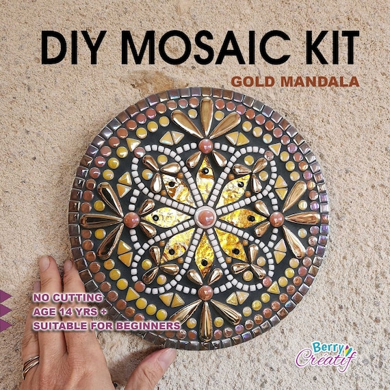 Mosaic Kit for Adults, Diy Mosaic Kit, Complete Mosaic Kit Includes Shaped  Glass Pieces, Ceramic Tiles, Glue Tools Grout and Instructions 