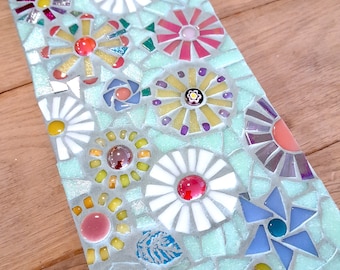 Spring flower wall art,mosaic wall hanging,pretty home decor,spring mosaic,pastel color flowers,art decor,floral gift,handmade gift for mum