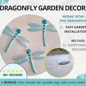 Dragonfly garden decor, gift dragonfly kit, dragonfly decor gift, dragonfly decor made with mosaic tiles,christmas gift for dragonfly lovers
