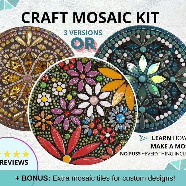 Mosaic Craft Kit for Adults: Mandala & Flower Designs