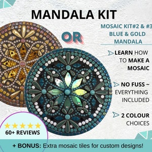 Mandala Kit, adult learning, DIY kit mosaic, mothers day gift, glass mosaic art,gift for crafters,beginner craft kit,creative mosaic project