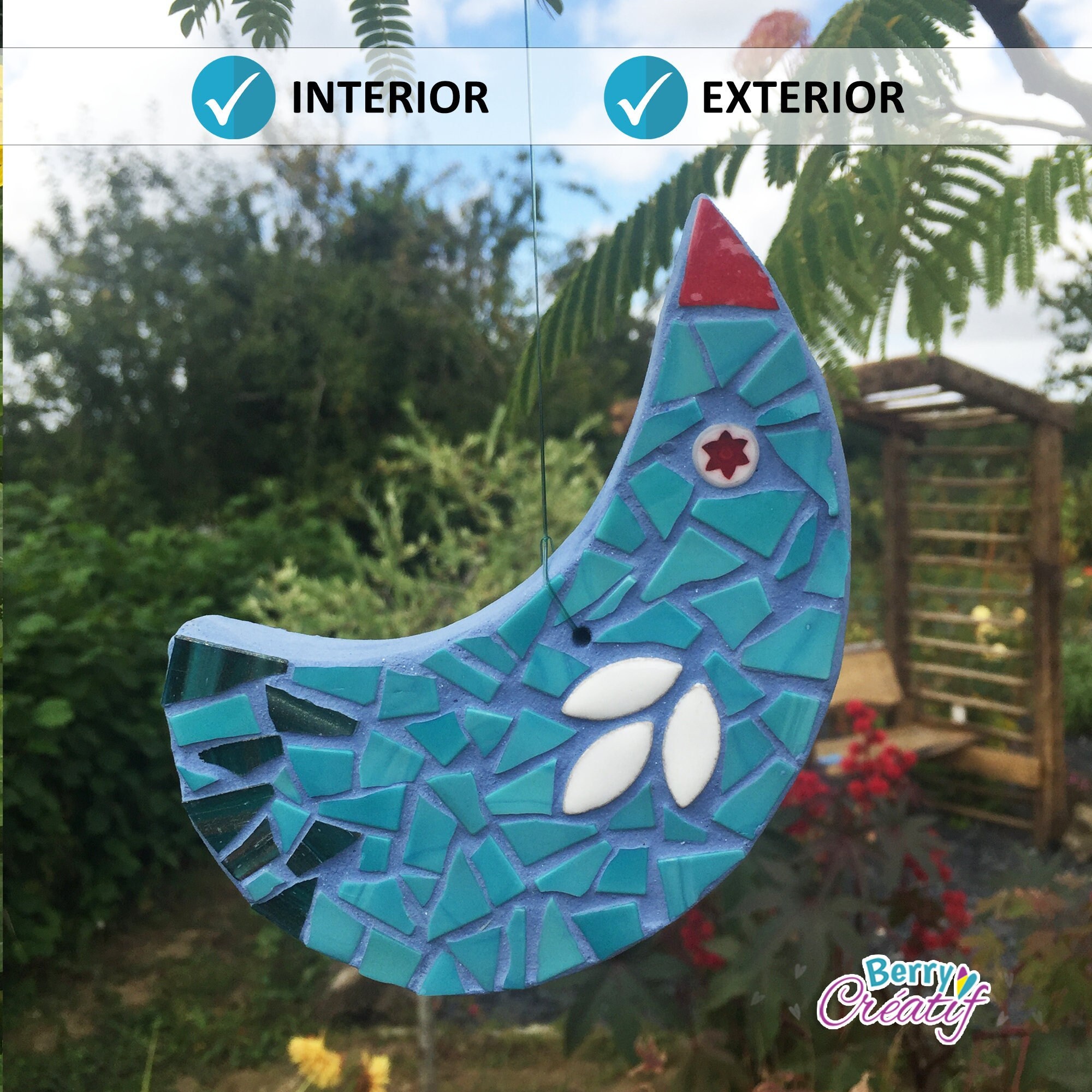 Deco Jardin, Oiseaux en Mosaïque, Décoration d'extérieur, Plaques de Porte, Colorés, Art d'oiseau