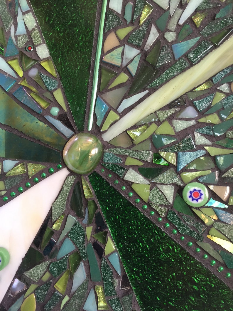 Green and White Wall Decor Mosaic Art Greenery Framed Mosaic Etsy