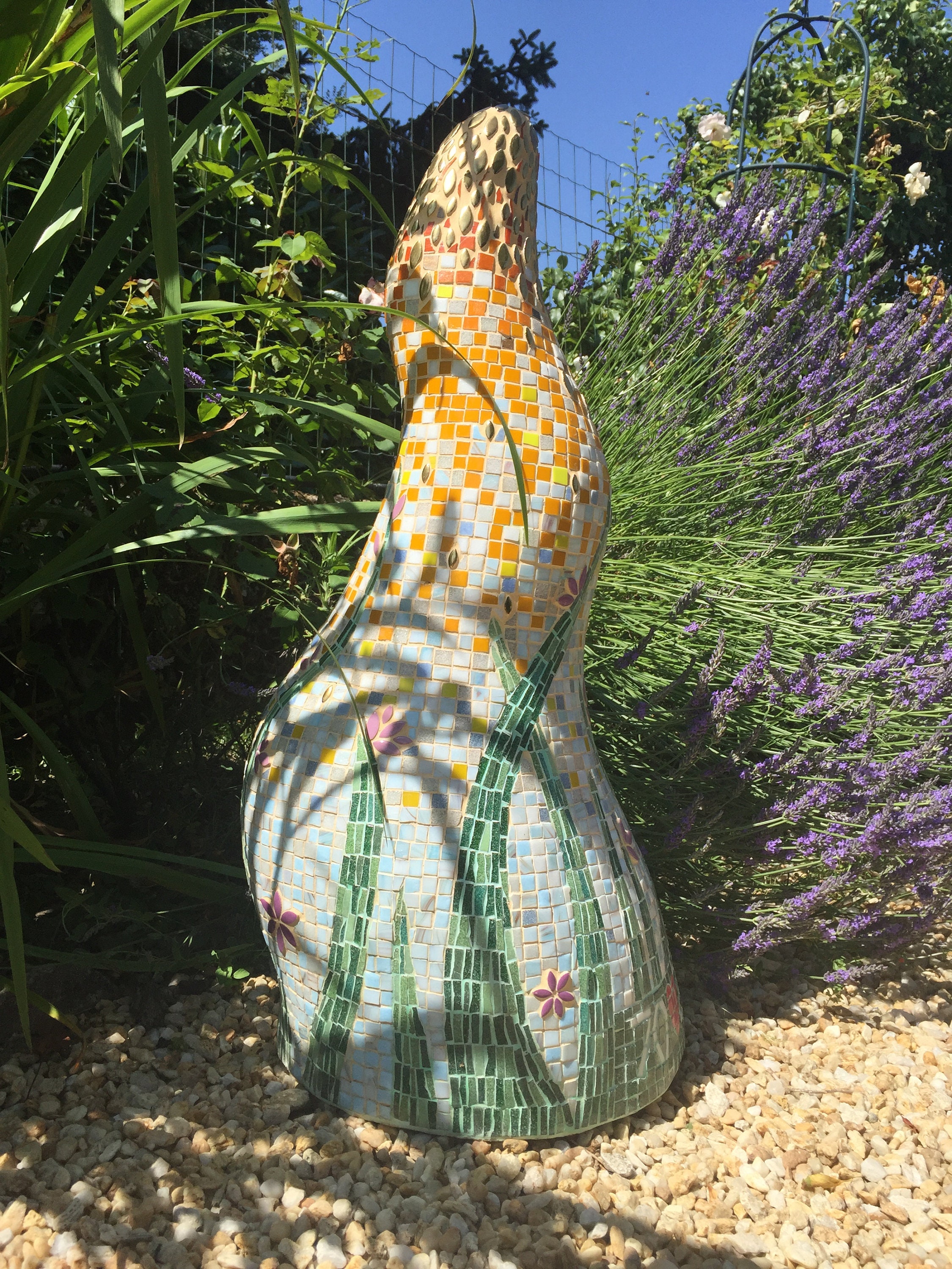 Mosaic garden sculpture mosaic art organic sculptural form Etsy
