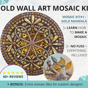 Gold Mandala Mosaic Kit for Adults: DIY Wall Art (20cm)