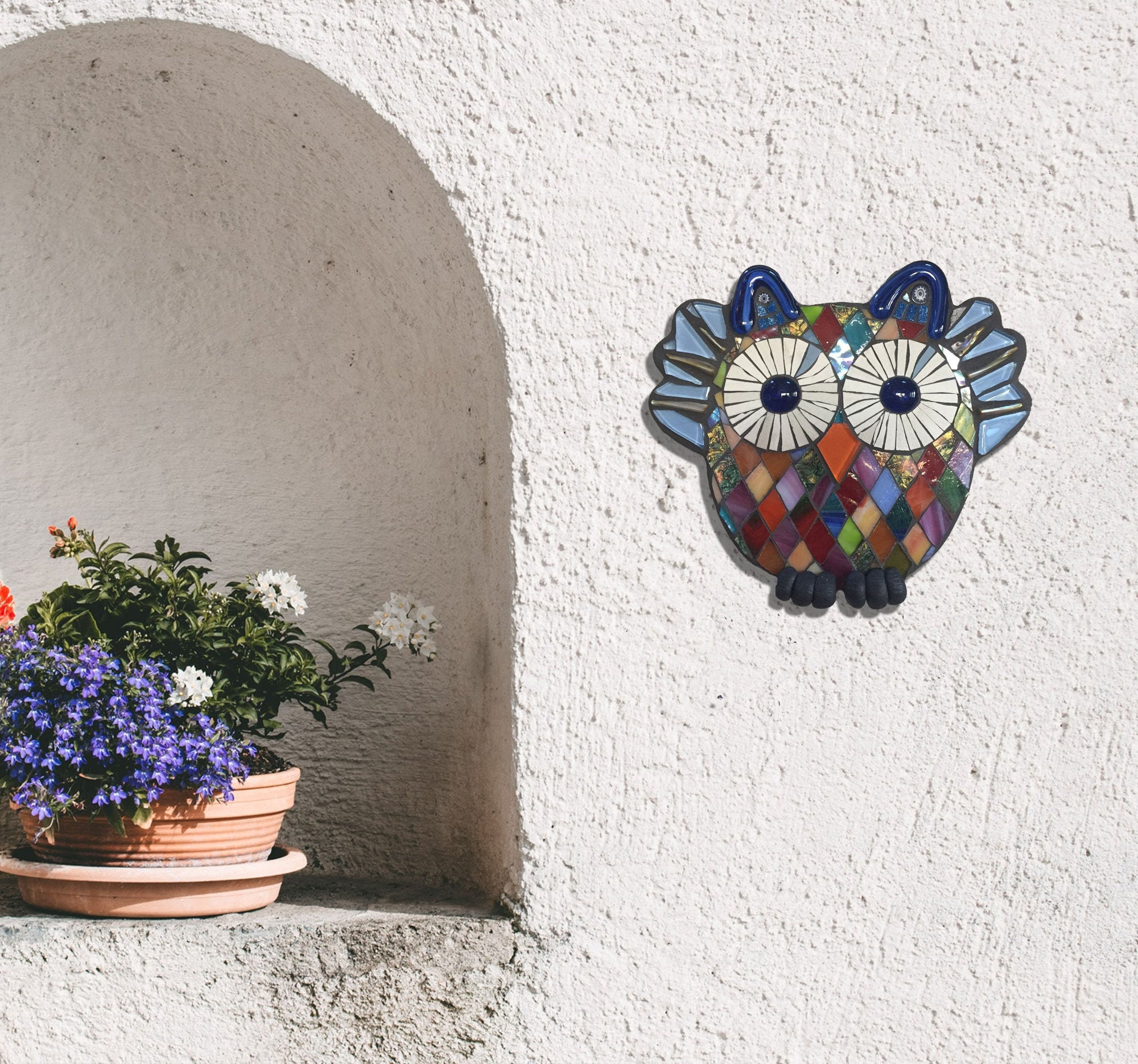 Mosaïque de Jardin, Terrasse Extérieure d'art, Art Extérieur Mélangé Médias, Décor Pendaison Mur, Mu