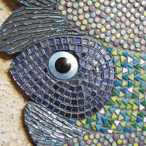 Art mural des poissons, décoration en mosaïque, poisson en mosaïques, décoration murale, mosaique tableau, art des poissons image 3