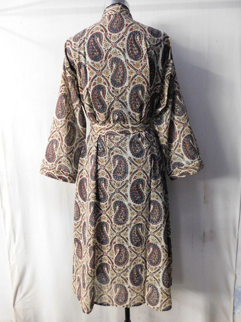Women Cotton Paisley Print Long Kimono Designer Summer Beach Bathrobe Sleepwear Nightgown