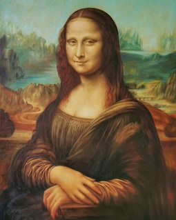 モナ・リザ レオナルド・ダ・ヴィンチの複製画、キャンバスに手描きの