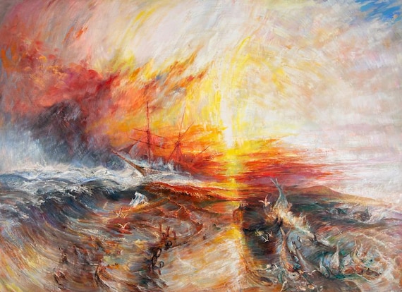 奴隷船 ウィリアム・ターナーの複製、キャンバスに手描きの油絵 - Etsy