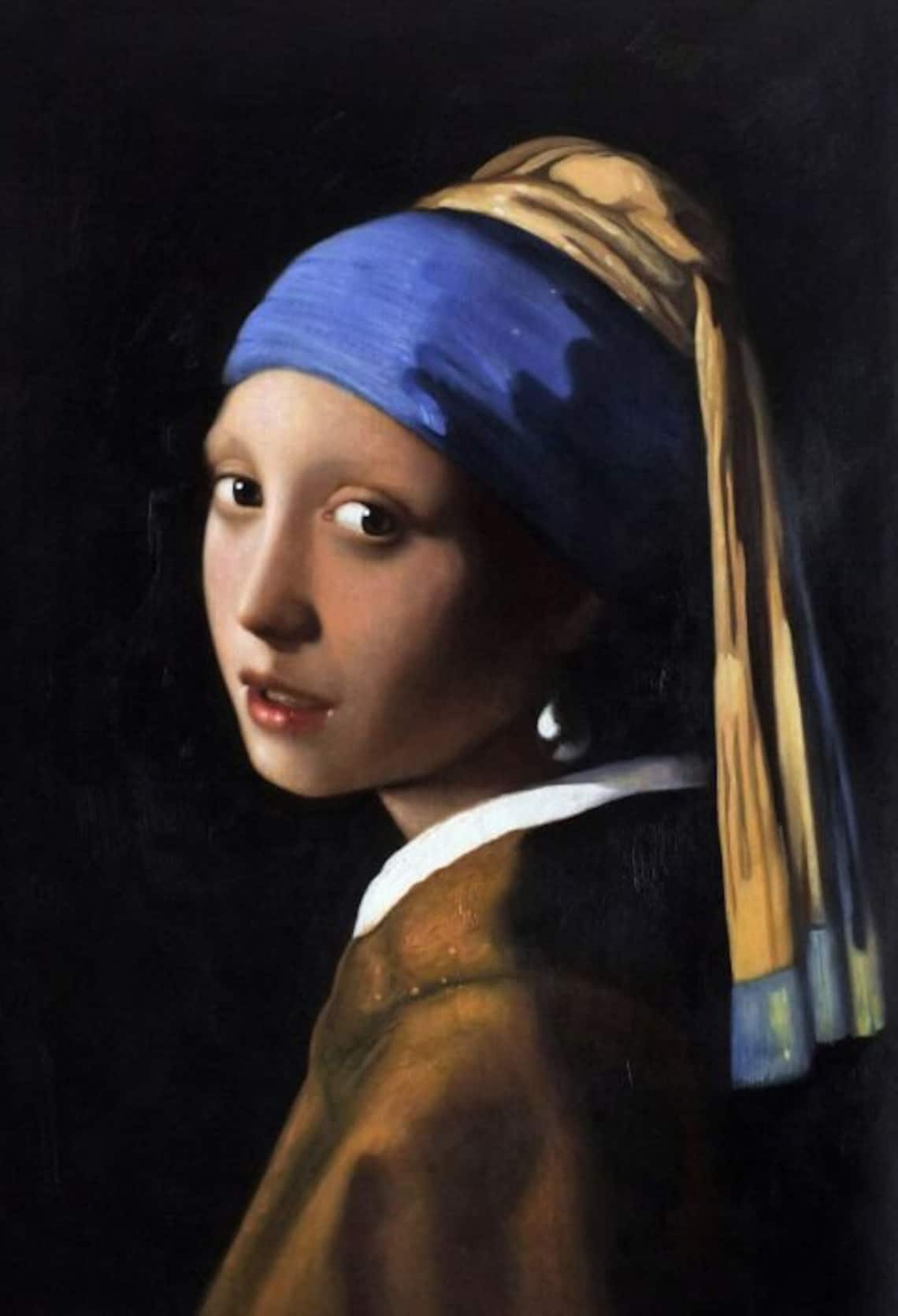 Girl With a Pearl Earring Vermeer Reproduction, Handpainted in Oil on