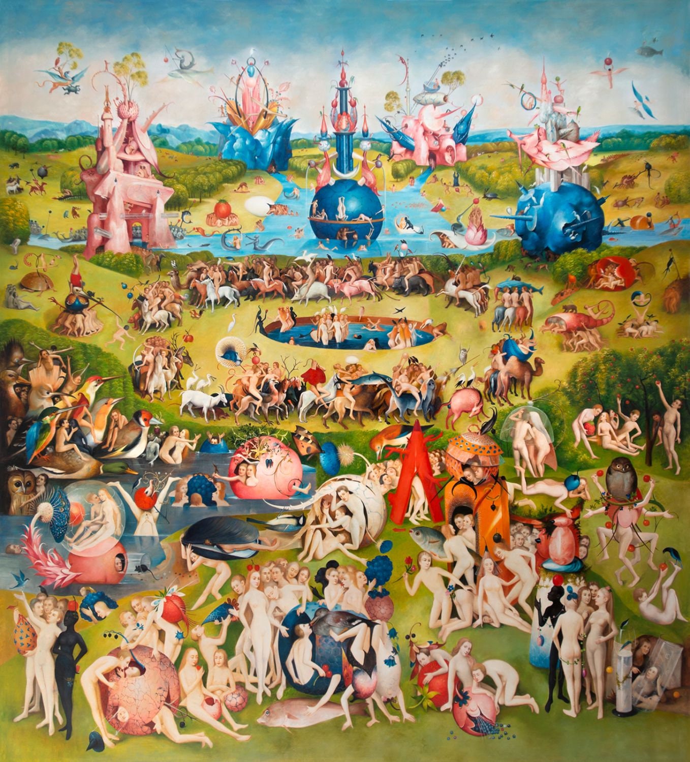 The Garden of Earthly Delights by Jheronimus Bosch middle part reproduction, hand-painted in oil on canvas