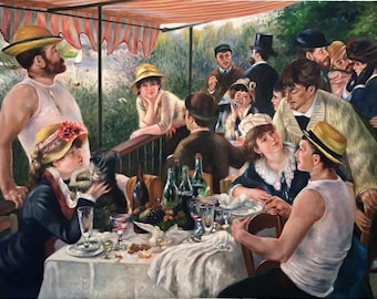 Hand-painted Replica &#39;Luncheon of the Boating Party&#39; by Renoir, in oil on canvas.
