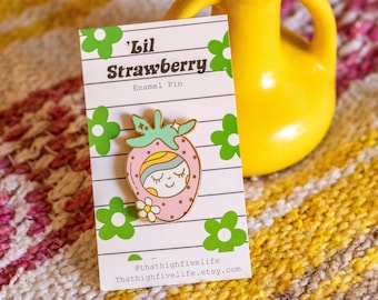Strawberry Enamel Pin | Pastel Pin | Pink Pastel Strawberry Pin