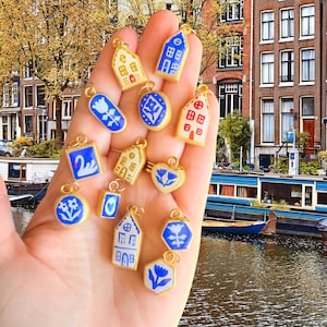 Amsterdam Collection -Tiny Gold Clay Charms, Ceramic Charms, Handmade and Hand Painted