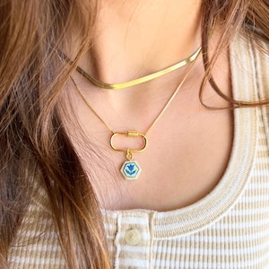 Gold Filled Carabiner Charm Necklace | Handmade Clay Charms image 5
