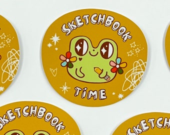 Sketch Book Time Sticker, Frog Sticker, Cute Vinyl Sticker