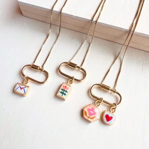 Gold Filled Carabiner Charm Necklace | Handmade Clay Charms