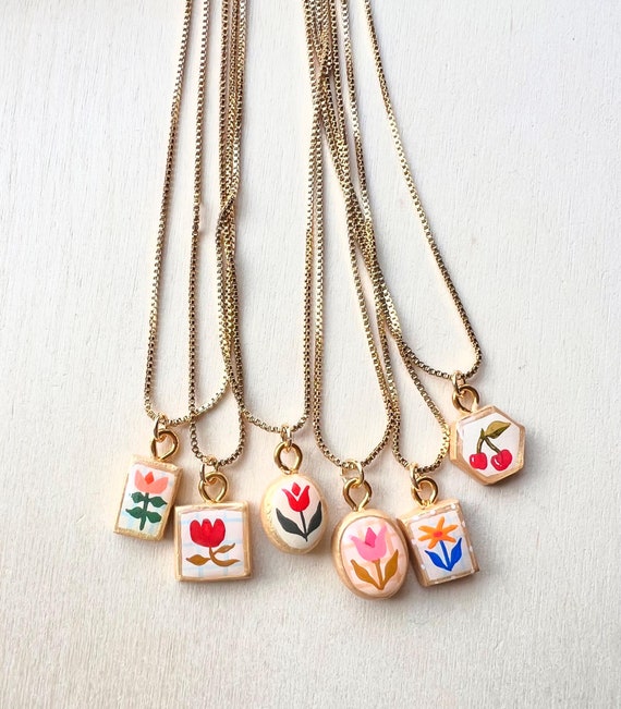 Hand Painted Ceramic Gold Charms Hand Painted Ceramic Gold Charms