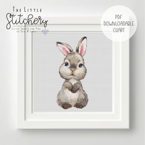 Rabbit Sitting Downloadable Cross Stitch Chart - PDF Pattern, Digital, Counted Cross Stitch