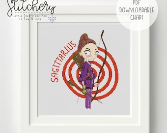 Zodiac Girl - Sagittarius - PDF Pattern, Digital, Counted Cross Stitch