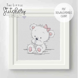 Lili of the Valley - Baby Bear Pink - Downloadable Cross Stitch Chart - PDF Pattern, Digital, Counted Cross Stitch