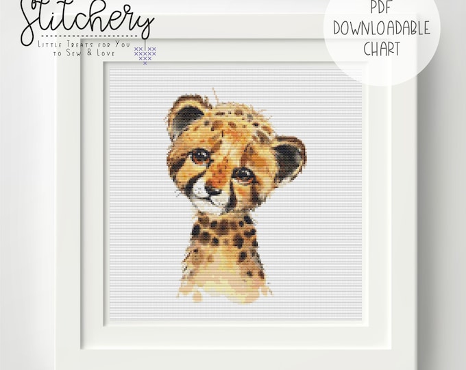 Cheetah Downloadable Cross Stitch Chart PDF Pattern - Etsy