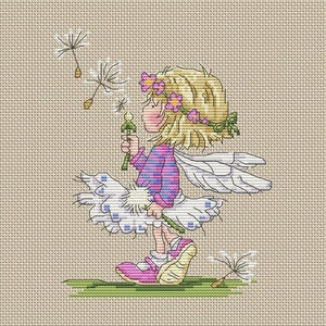 Lili of the Valley - Reloj de diente de león - Diagrama de punto de cruz descargable - Patrón PDF, digital, punto de cruz contado