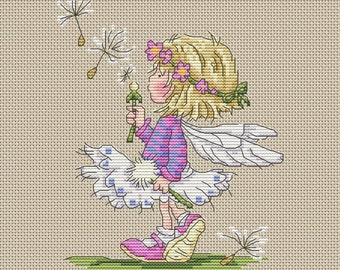 Lili of the Valley - Dandelion Clock - Downloadable Cross Stitch Chart - PDF Pattern, Digital, Counted Cross Stitch