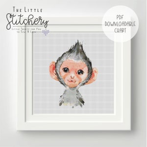 Monkey Downloadable Cross Stitch Chart - PDF Pattern, Digital, Counted Cross Stitch