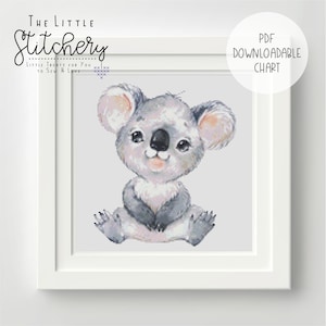 Koala Sitting Downloadable Cross Stitch Chart - PDF Pattern, Digital, Counted Cross Stitch