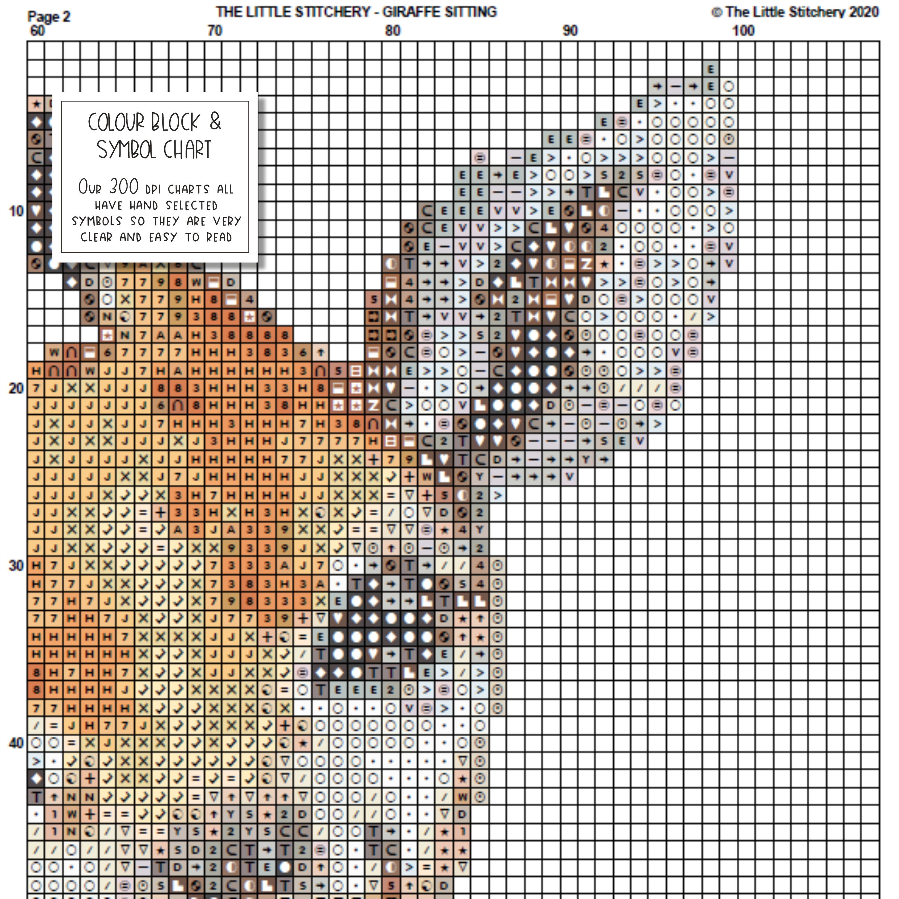 Giraffe Sitting Downloadable Cross Stitch Chart PDF Pattern | Etsy